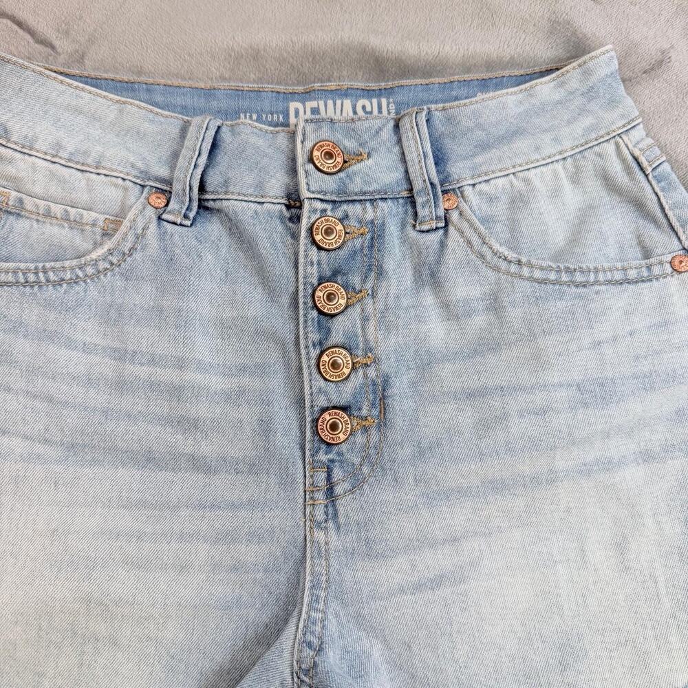 Super High Rise Jean Shorts 3/26 Rewash Vintage Reunion Frayed Hem Stretch Booty - Picture 13 of 16